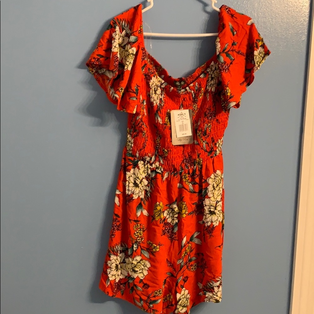 Orange floral XL short romper Lily Rose NWT